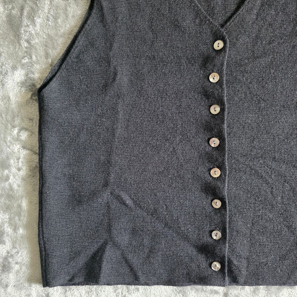 PREVIEW COLLECTION Womens Black Knit Button Front Sweater Vest Minimalist Size M - Picture 4 of 12
